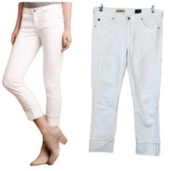 AG Adriano Goldschmied The Stevie Cuff Slim Straight White Jeans - Picture 3 of 6